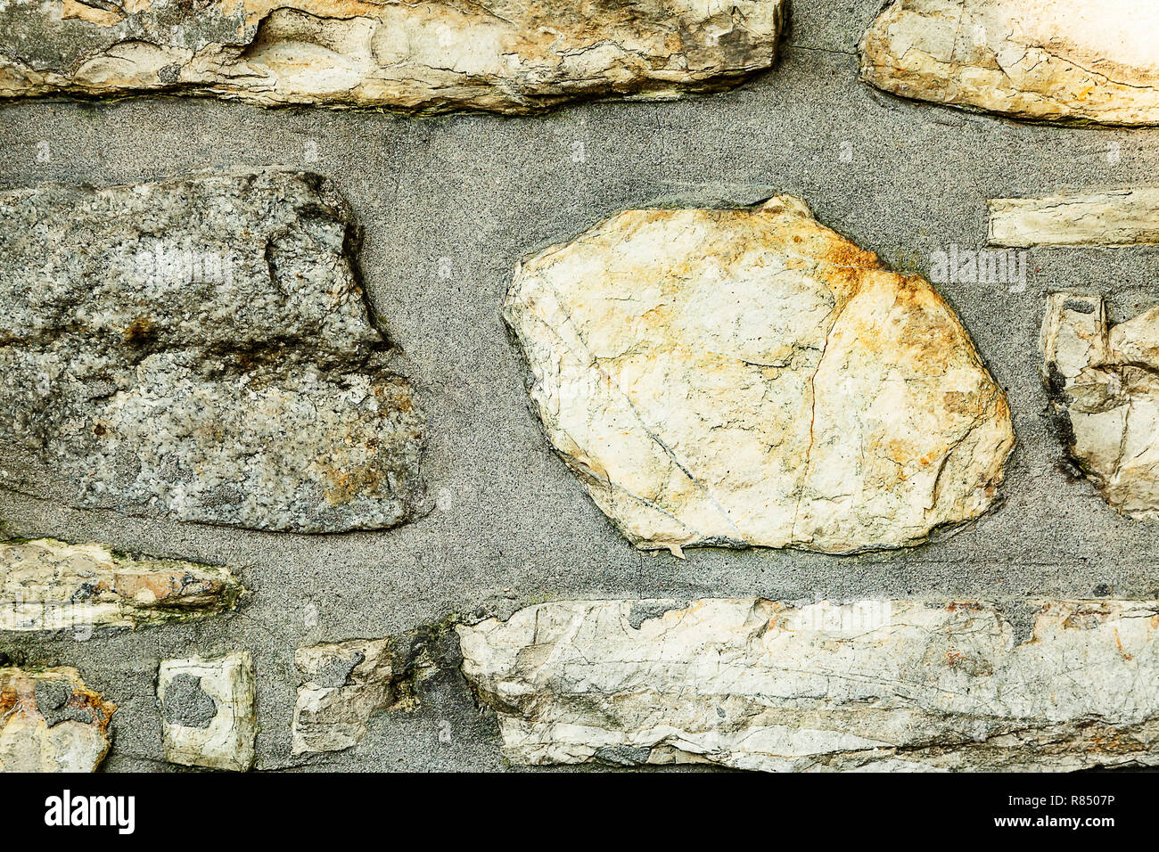 Rock bricks patterned laying Black And White Textured Stock Photo