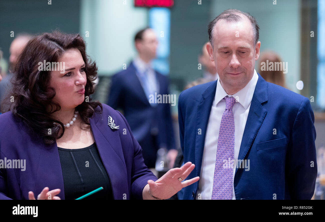 Belgium, Brussels, on 2018/09/18: Helena Dalli, Maltese Minister for European Affairs and Equality, and Martin John Callanan, Baron Callanan, Minister Stock Photo