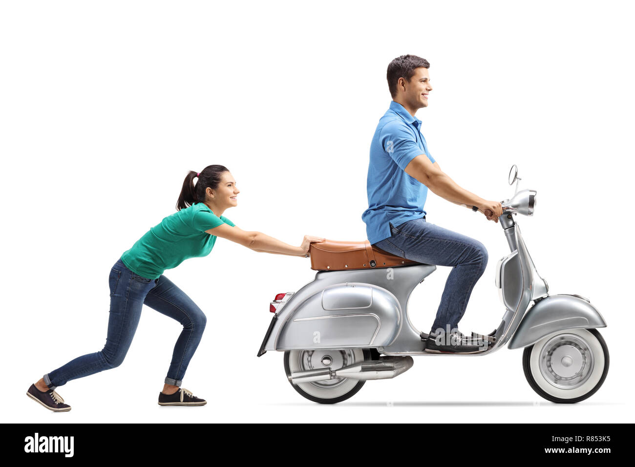 Pushing motorbike hires stock photography and images Alamy