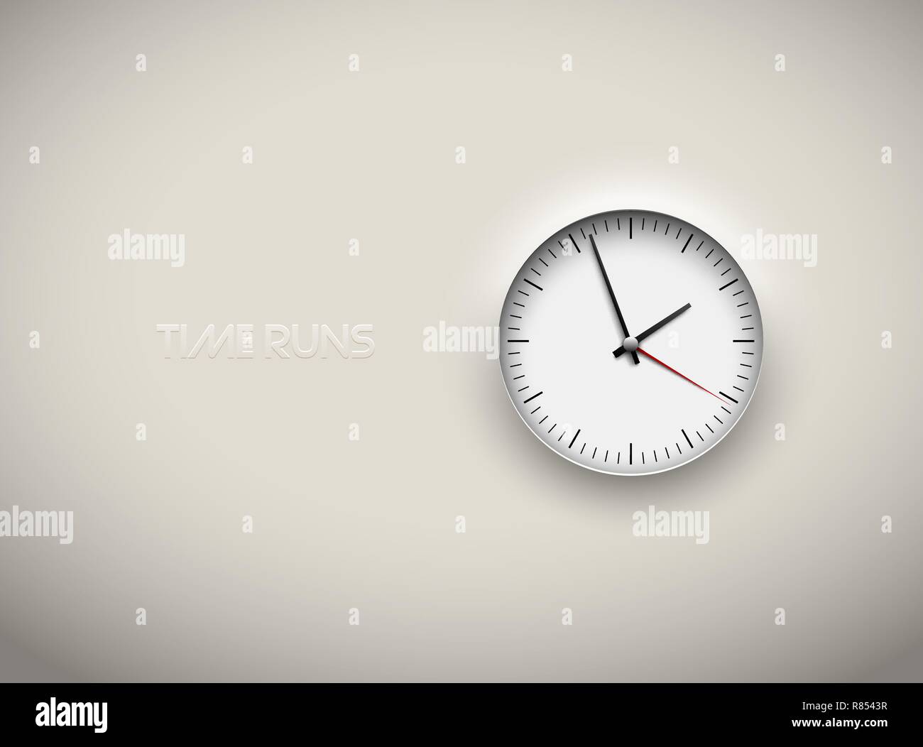 Vector cut out white round clock time business background. Black simple round scale. Icon design or ui screen interface element Stock Vector