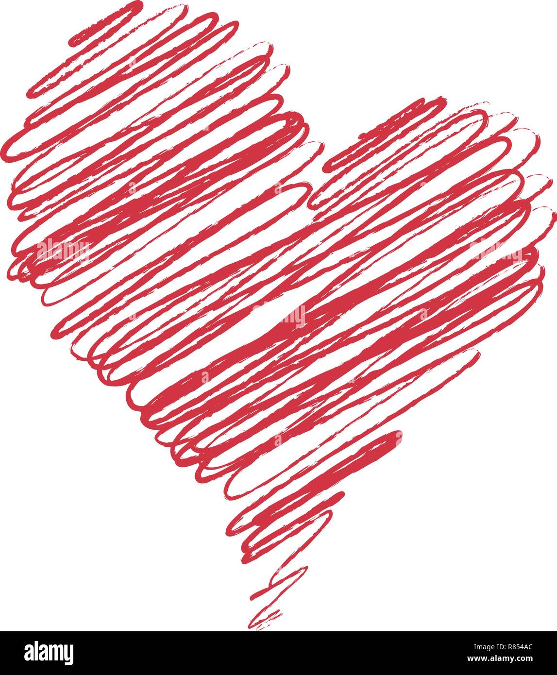 Hand Drawn Heart Illustration Isolated On A White Background. Vector ...