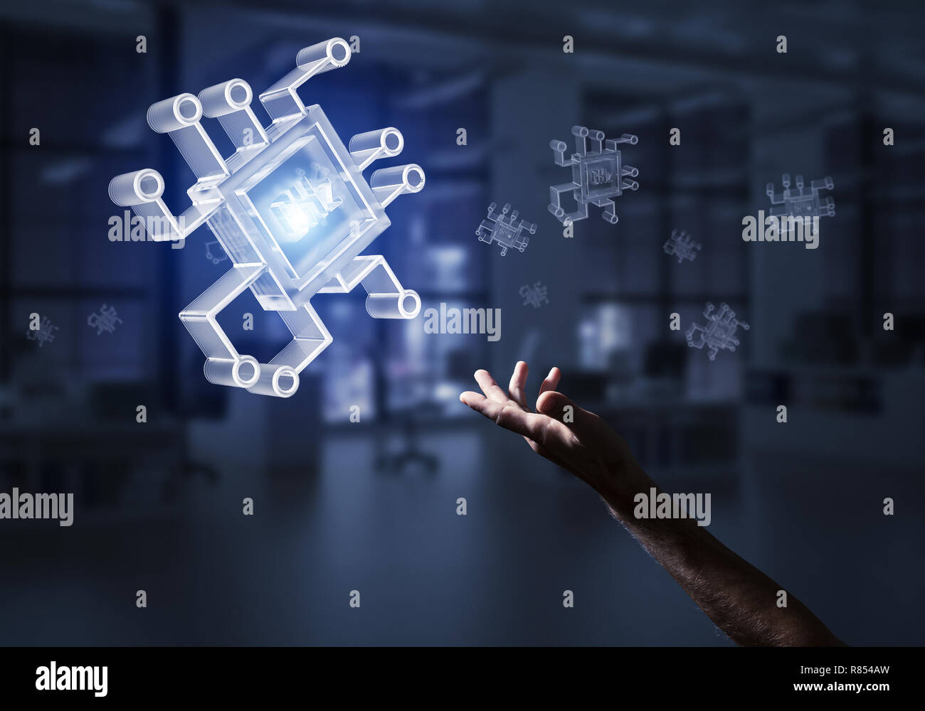 Computing and innovation concept with chip icon. Mixed media Stock ...