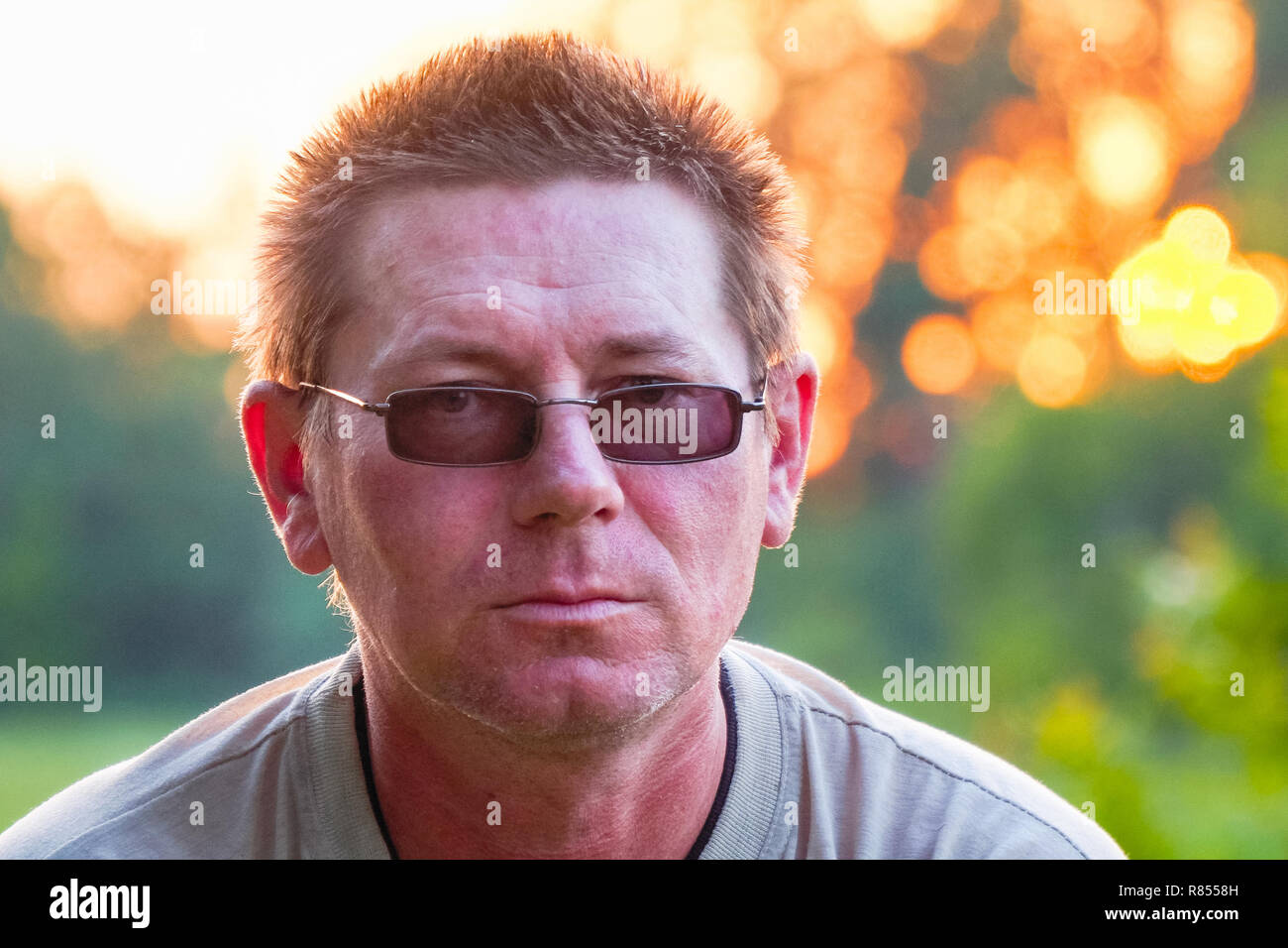Portrait of a man in dark glasses Stock Photo