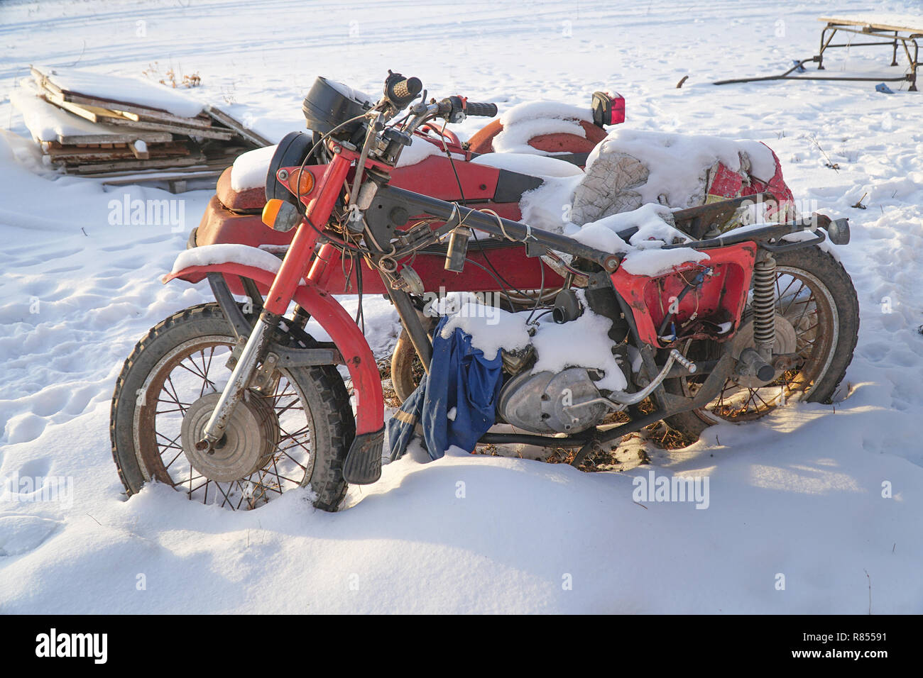 Old abandoned motorcycle with sidecar Stock Photo - Alamy