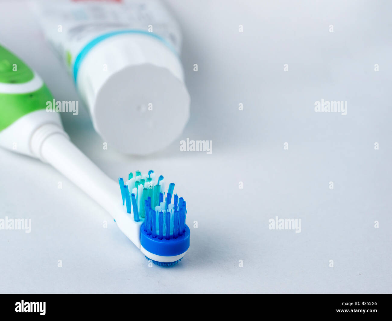 Electric toothbrush on white background. Head electrical toothbrush