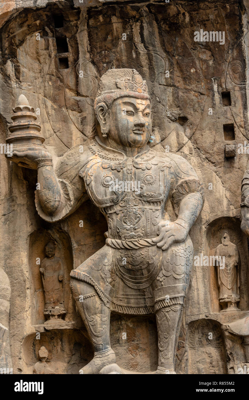Longmen Grottoes heritage conservation area buddhism sculptures, Luoyang, Henan, China Stock Photo