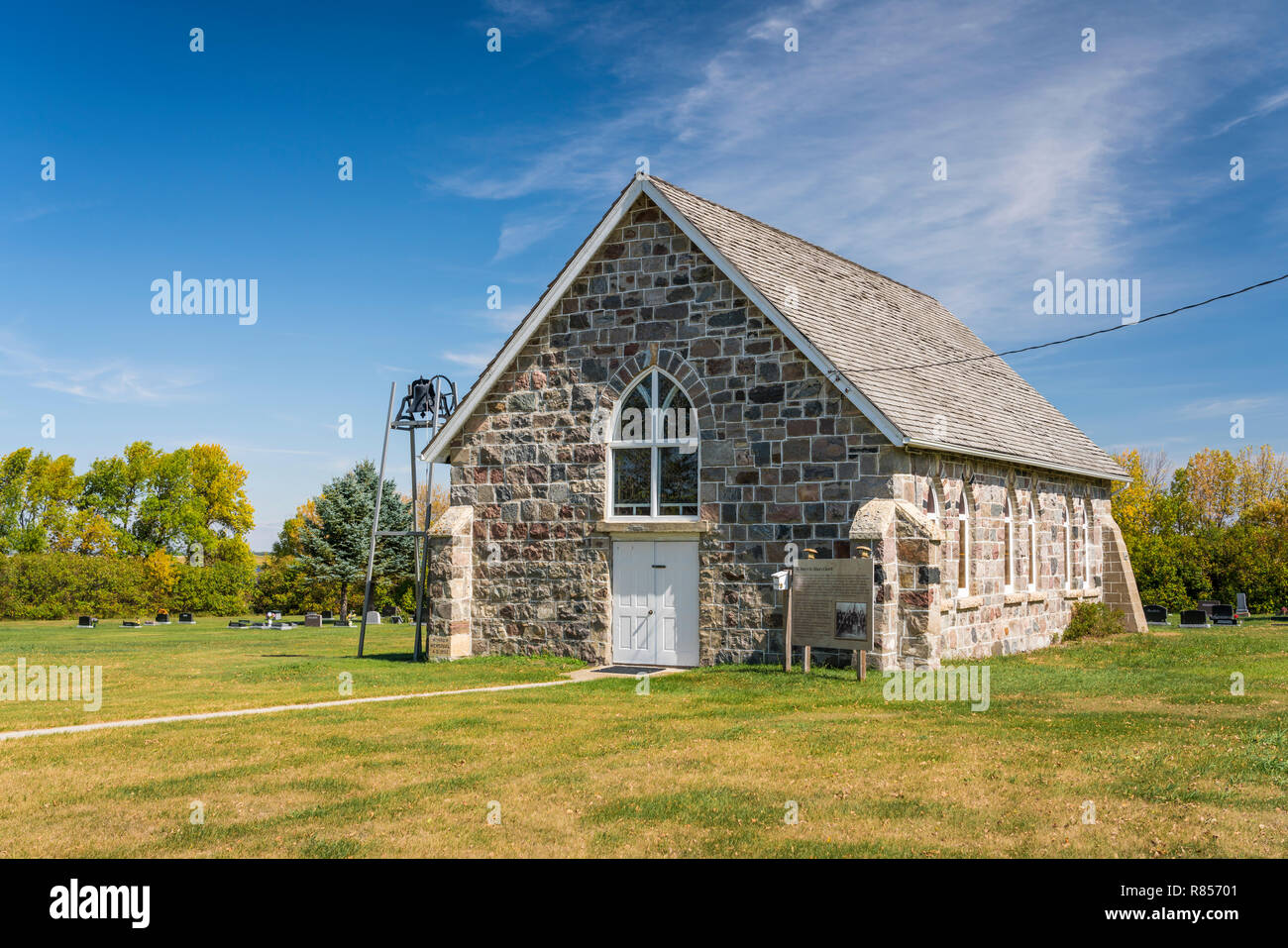 Exterior of the St. Mary's and St. Albans Anglican church near Kaleida, Manitoba, Canada. Stock Photo