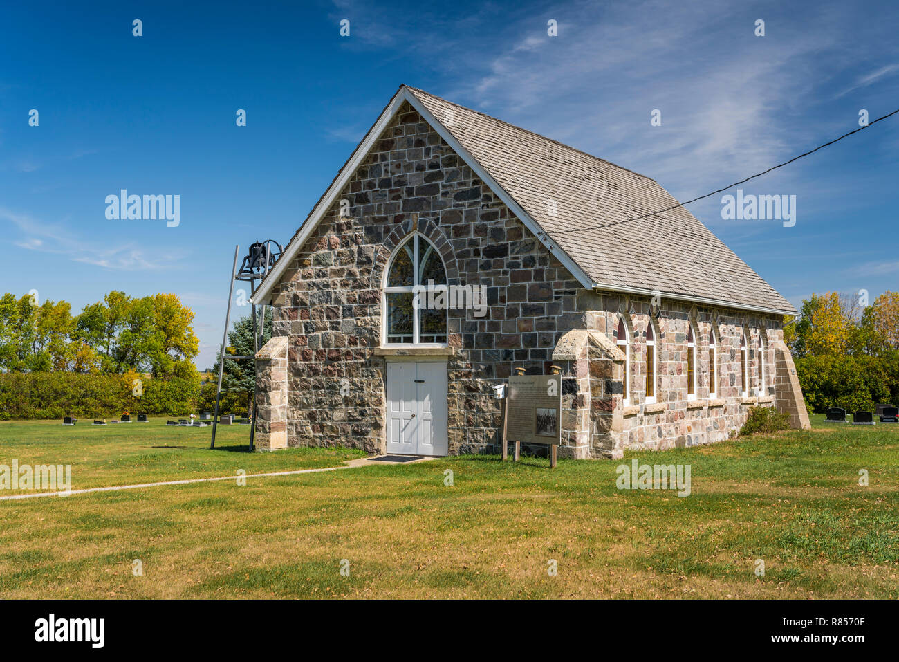 Exterior of the St. Mary's and St. Albans Anglican church near Kaleida, Manitoba, Canada. Stock Photo