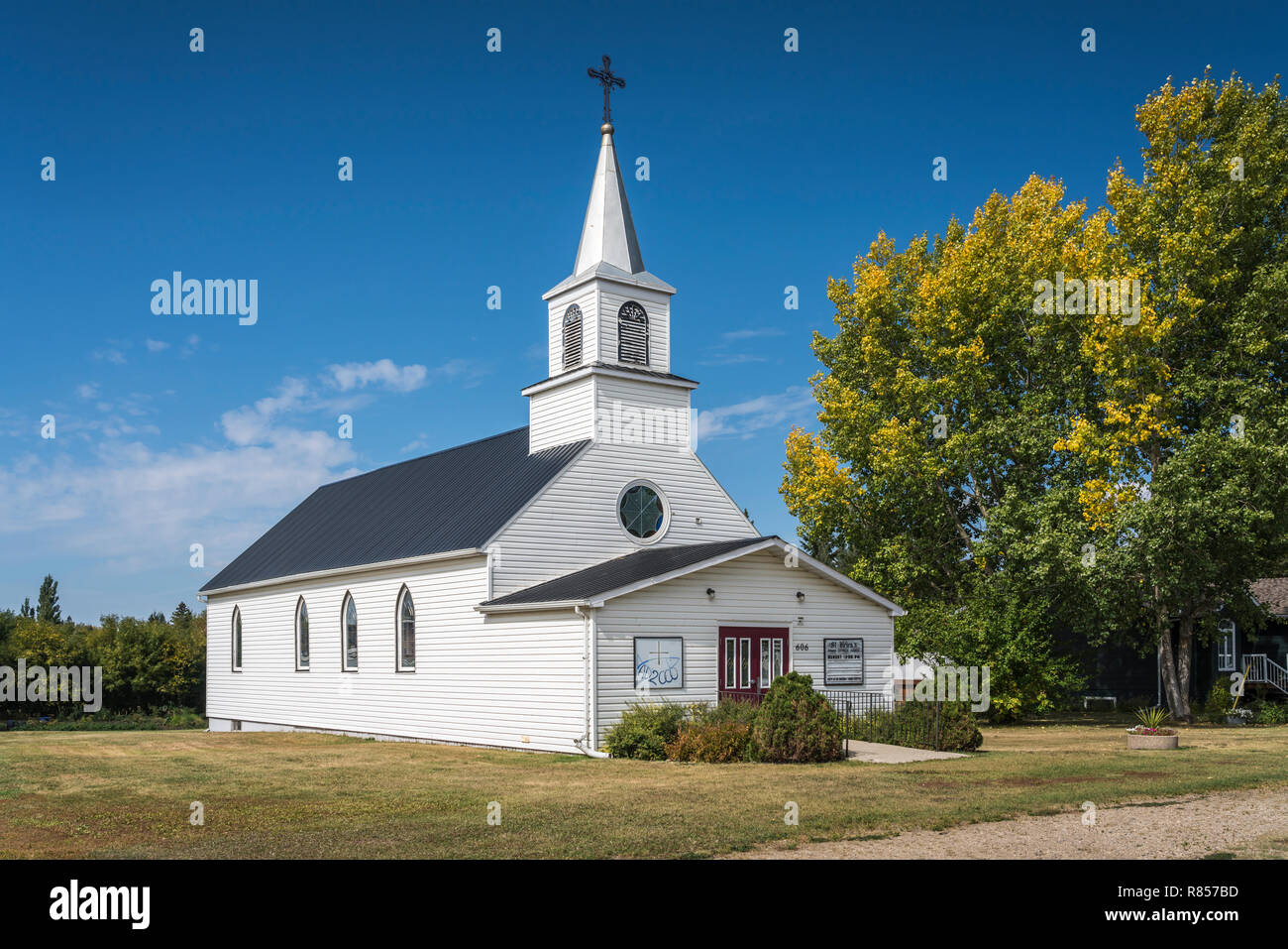 The St. Helen's Roman Catholic Church in Shoal Lake, Manitoba, Canada. Stock Photo