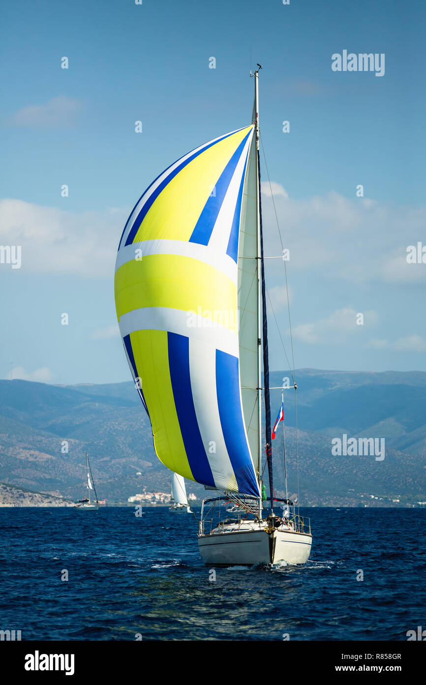 Sailing luxury yacht boat in the Aegean Sea in Greece Stock Photo - Alamy