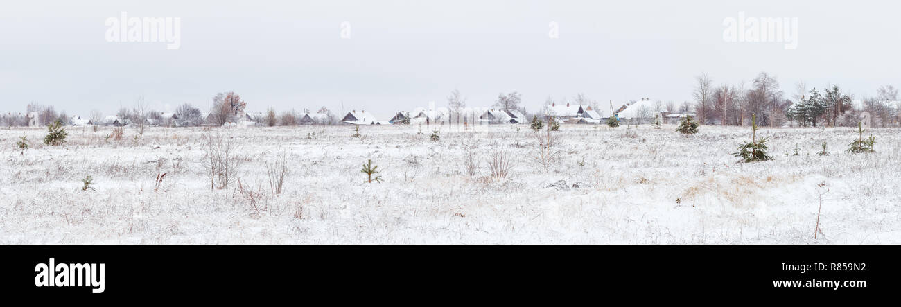 View of the village at winter Stock Photo - Alamy