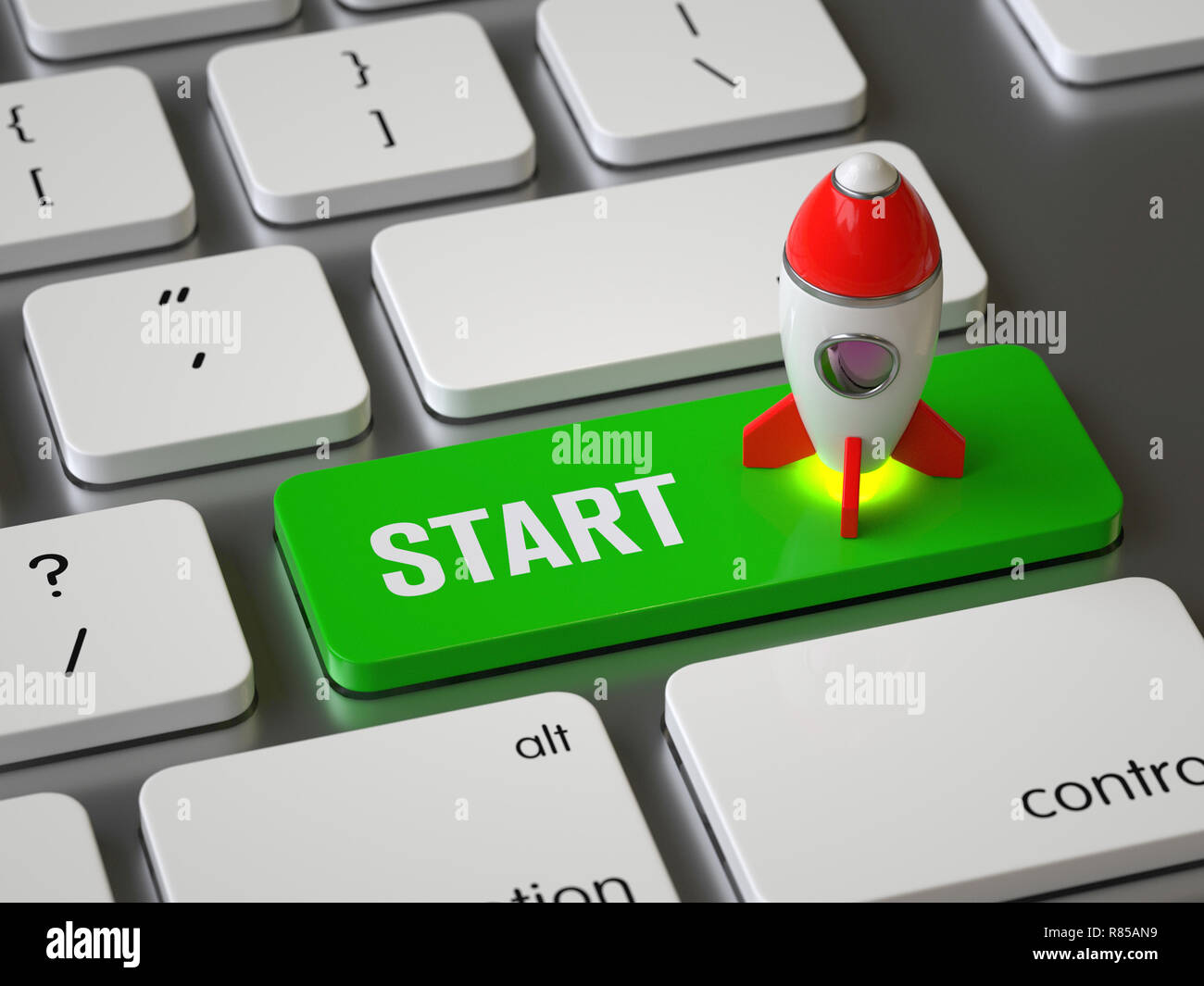 Start key on the keyboard,3d rendering,conceptual image Stock Photo - Alamy