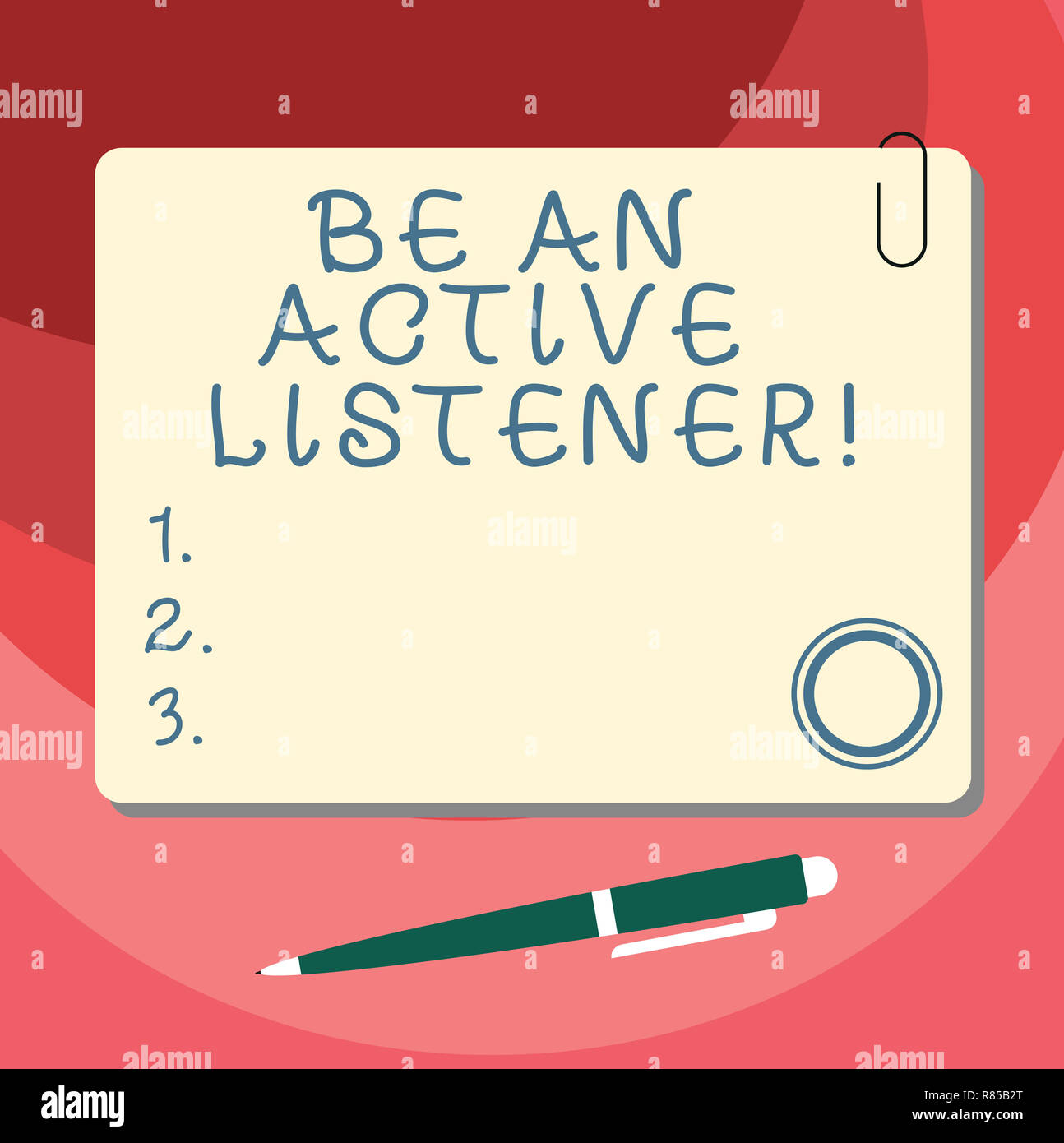 Word writing text Be An Active Listener. Business concept for Pay attention of what showing say to you Be attentive Blank Square Color Board with Magn Stock Photo