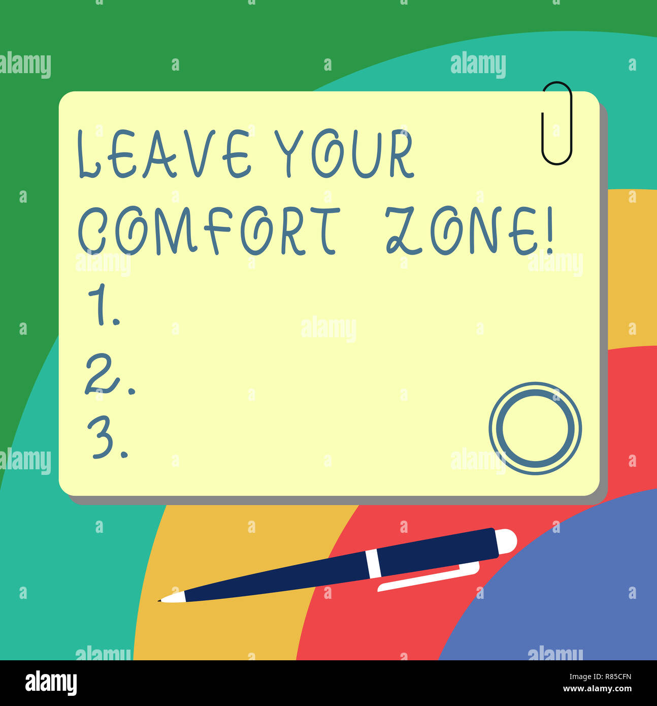 Handwriting Text Writing Leave Your Comfort Zone Concept Meaning Make Changes Evolve Grow Take New Opportunities Blank Square Color Board With Magnet Stock Photo Alamy