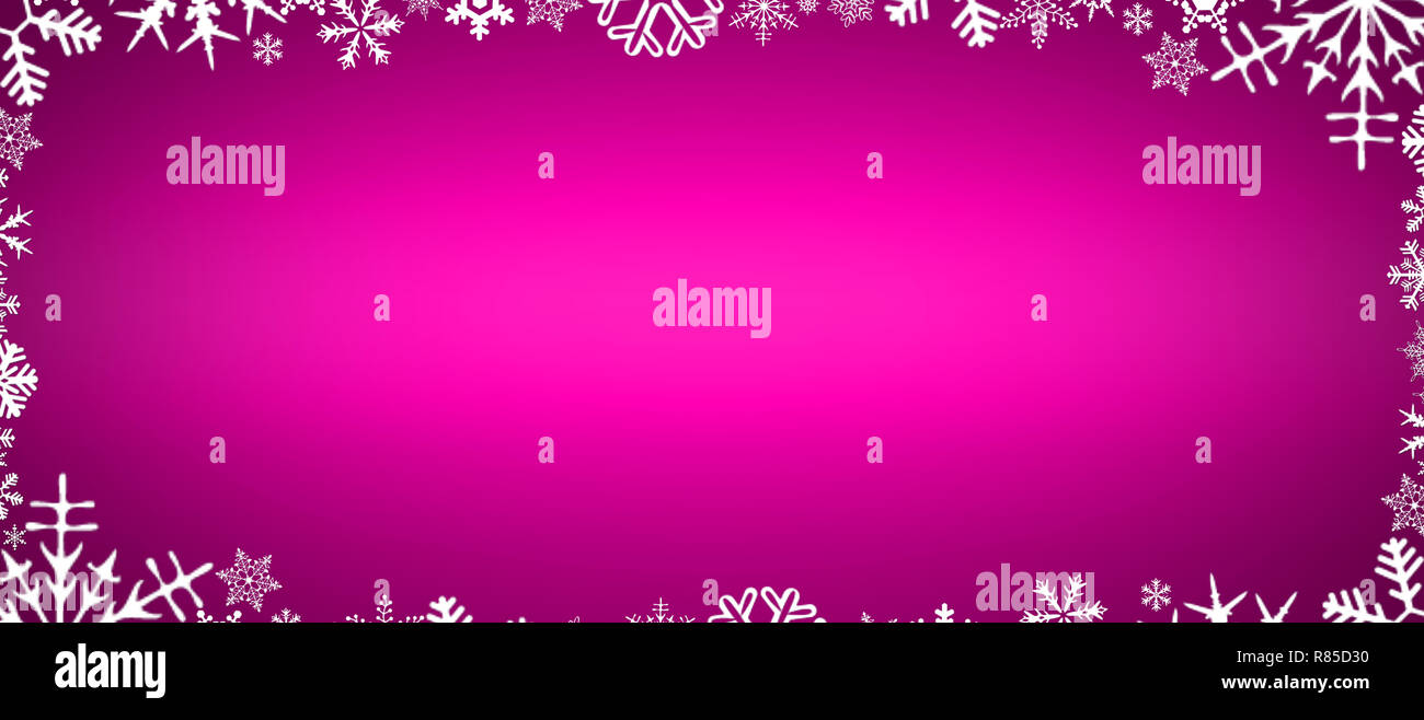 Decorative Pink Christmas Background with white Snowflakes and Space ...