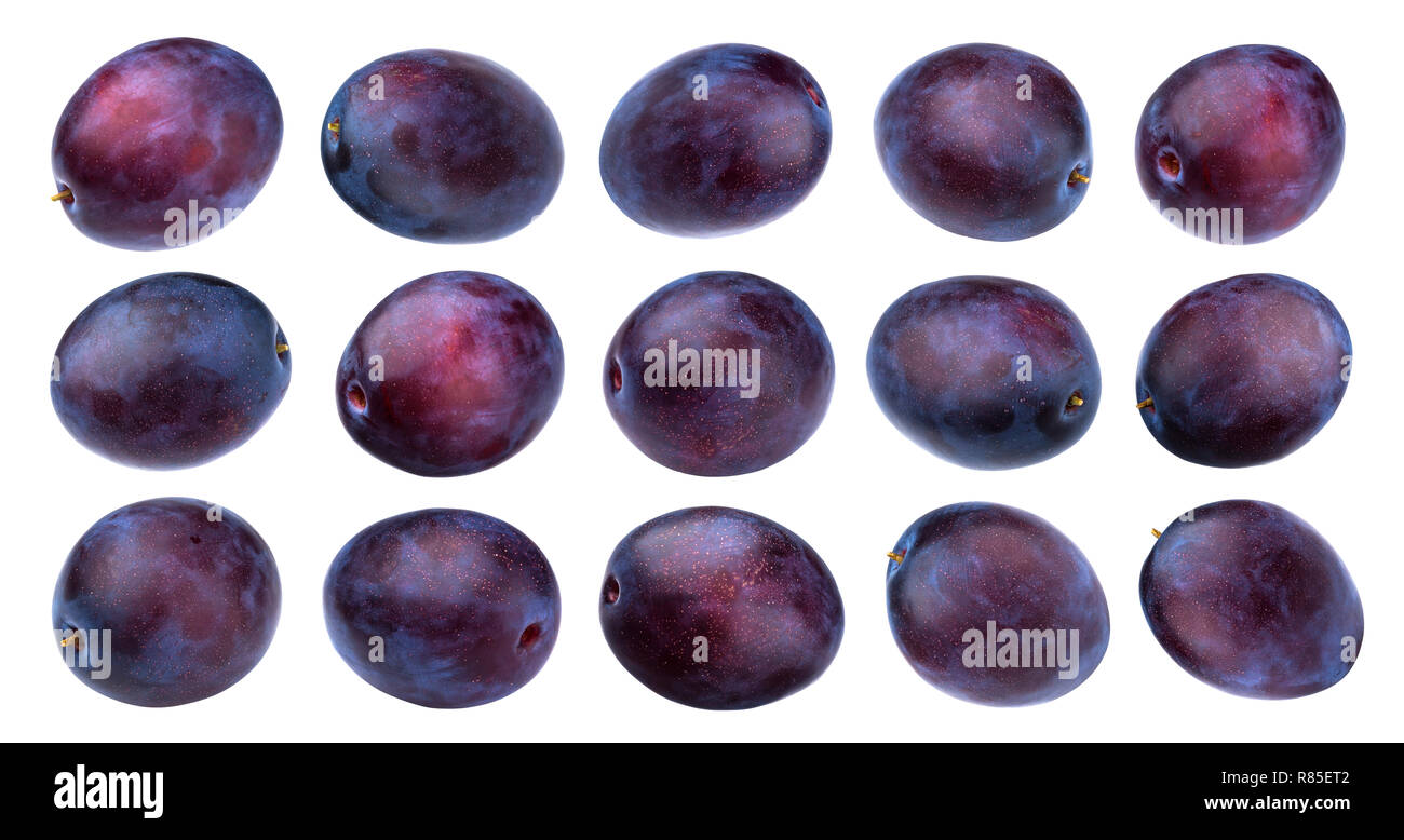 Plums isolated on white background, collection Stock Photo