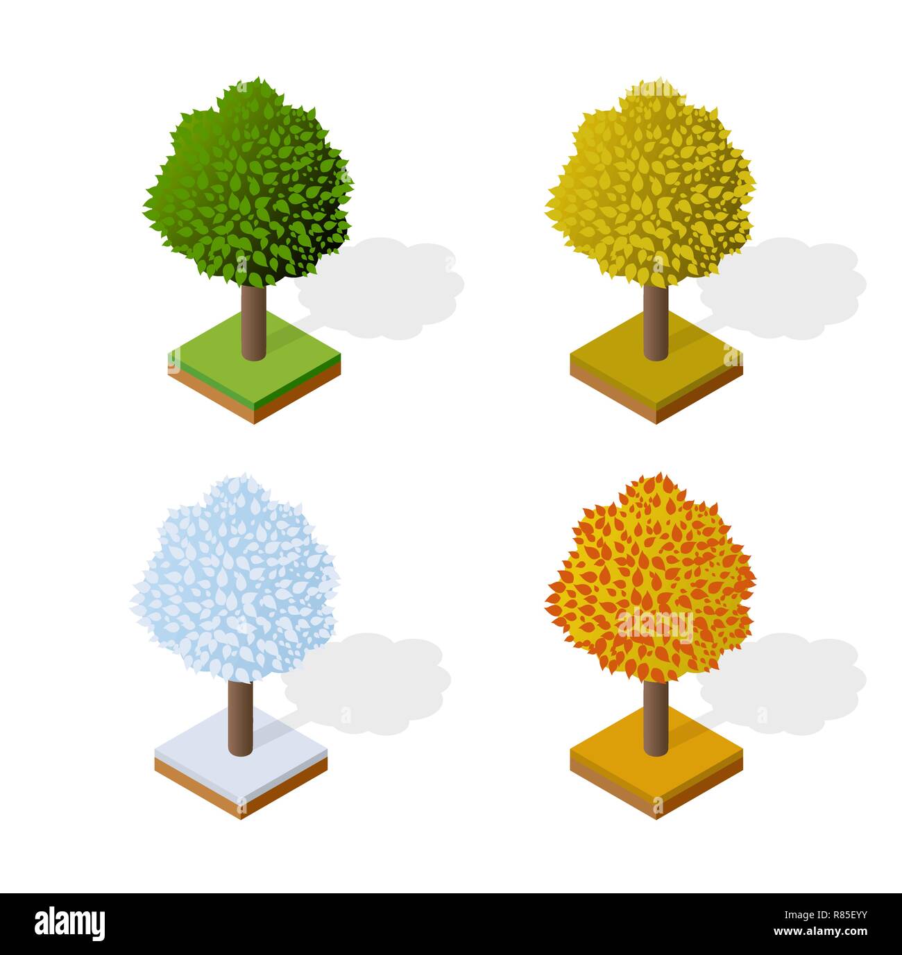 Isometric 3d trees forest camping nature elements white background for ...