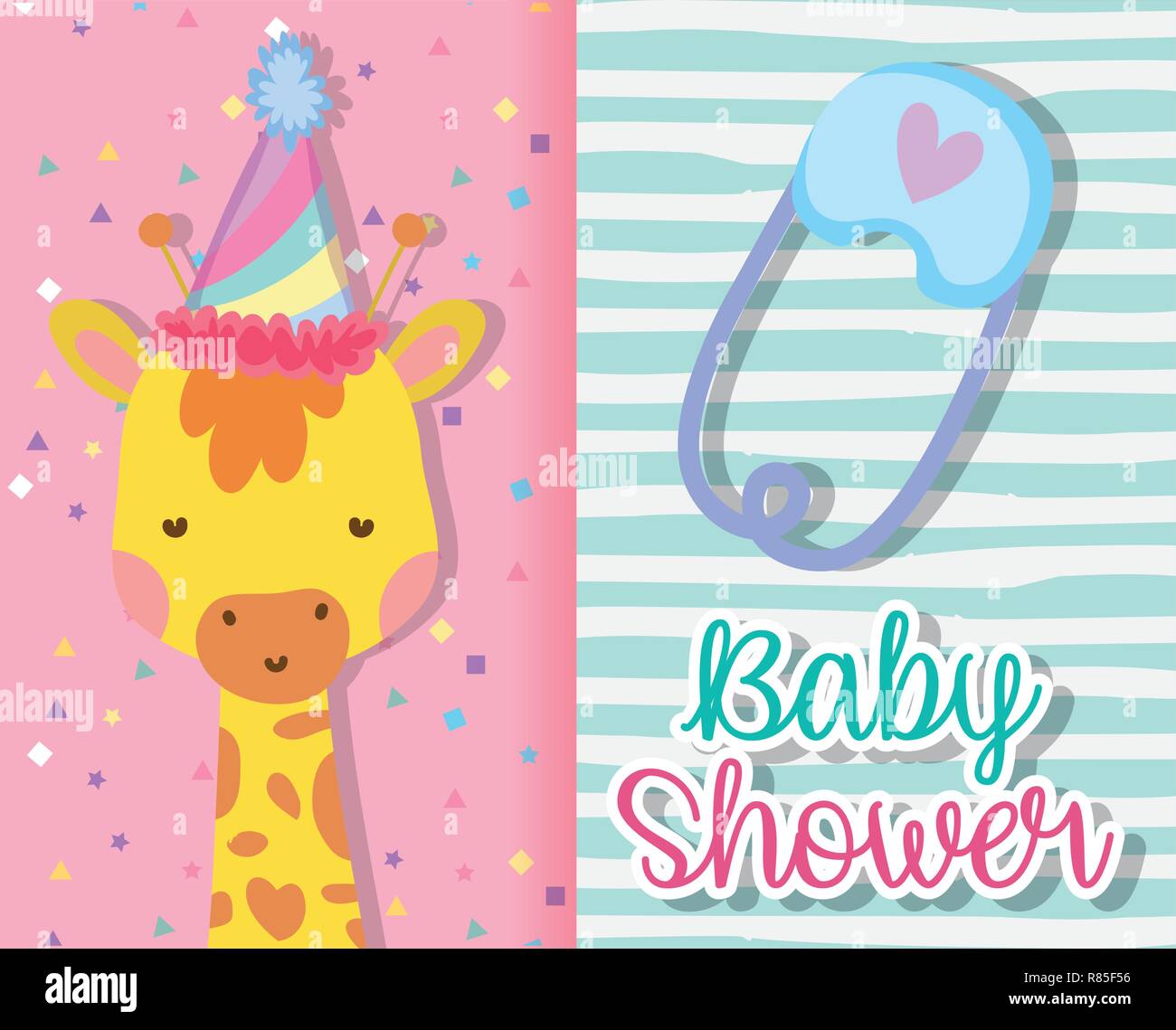 giraffe card decoration to invitation in the baby shower Stock Vector ...