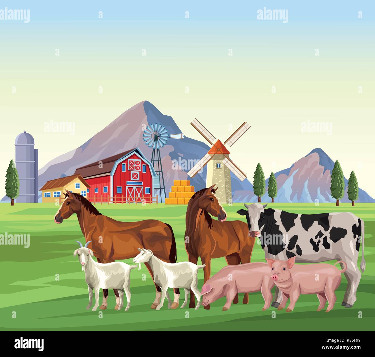 farm animals cartoons Stock Vector