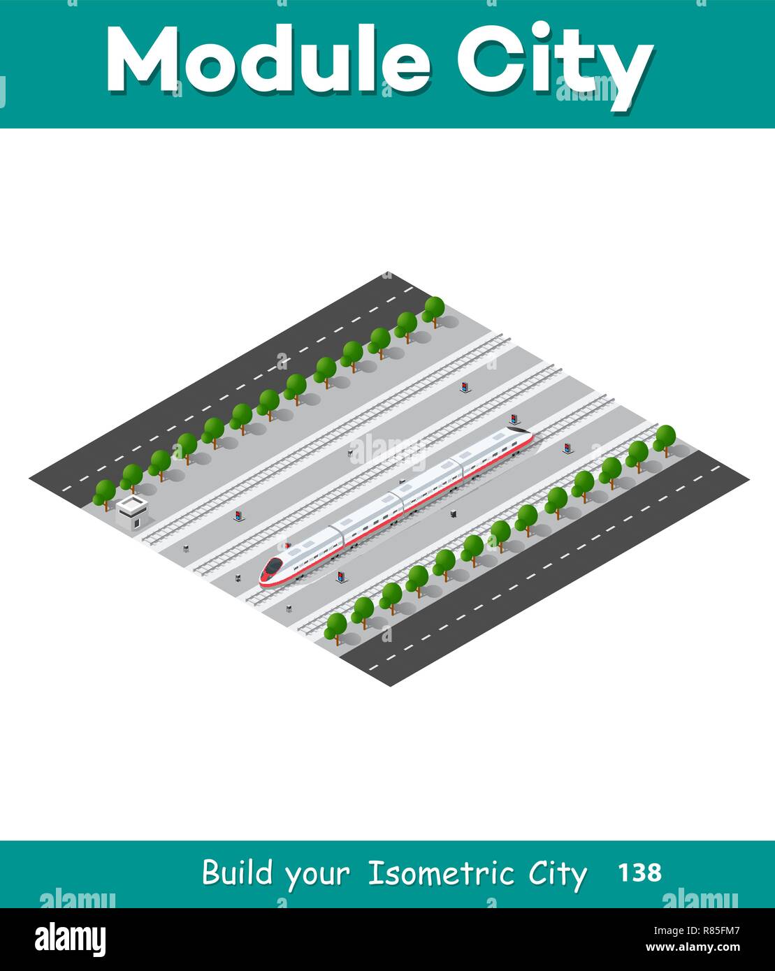 Fast modern high speed train. Vector flat 3d isometric illustration of ...