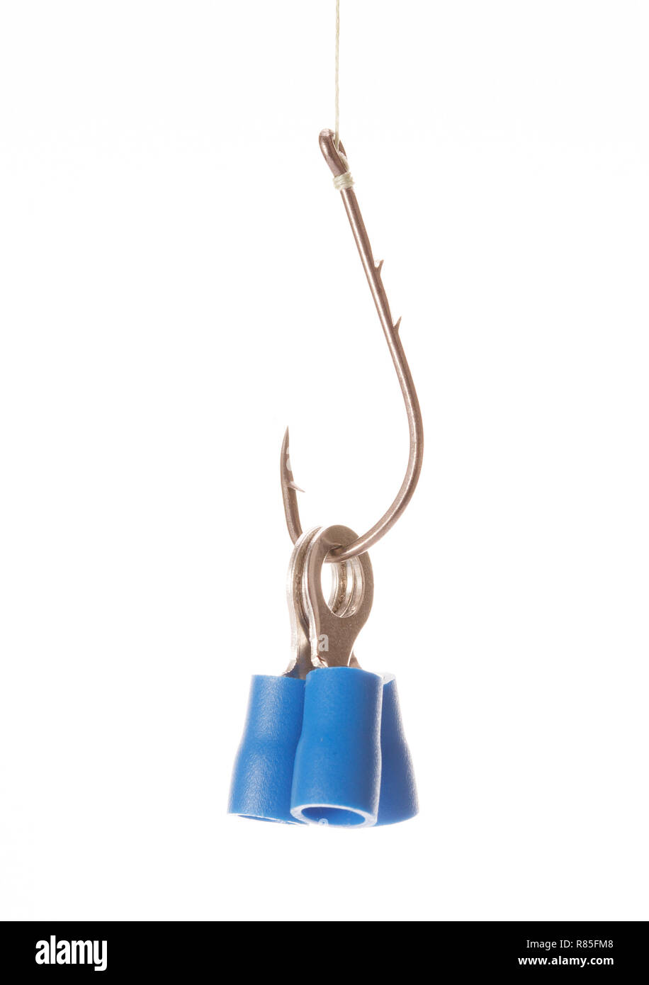 Cable connectors on a hook isolated on white background Stock Photo Alamy