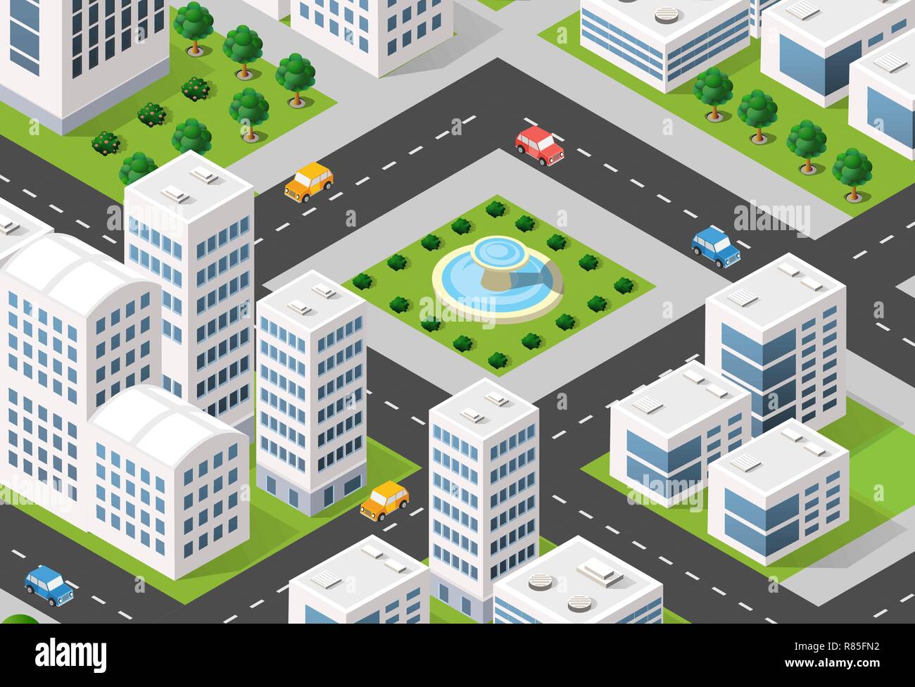 Isometric 3D illustration city urban area with a lot of houses and ...