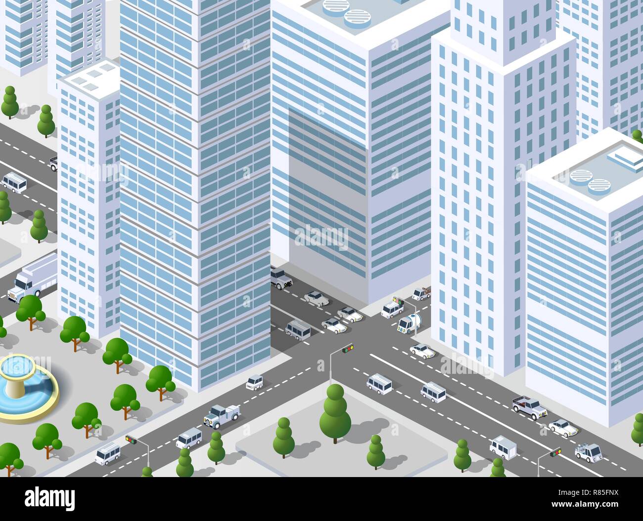 Isometric 3D illustration city urban area with a lot of houses and ...