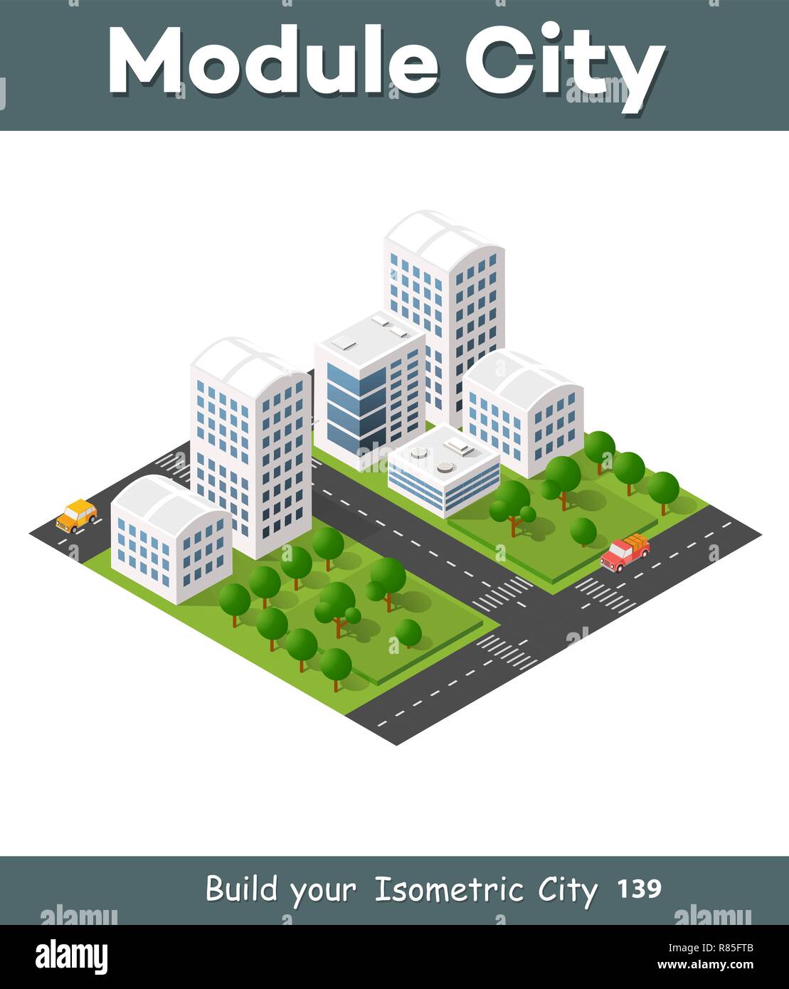 Isometric 3D illustration city urban area with a lot of houses and ...
