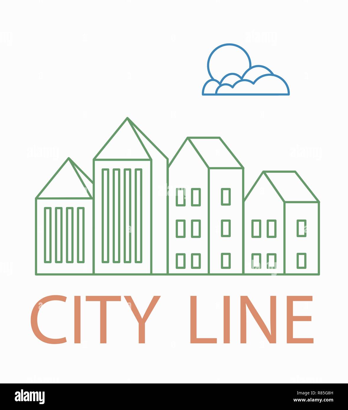 Line linear urban city landscape Stock Vector