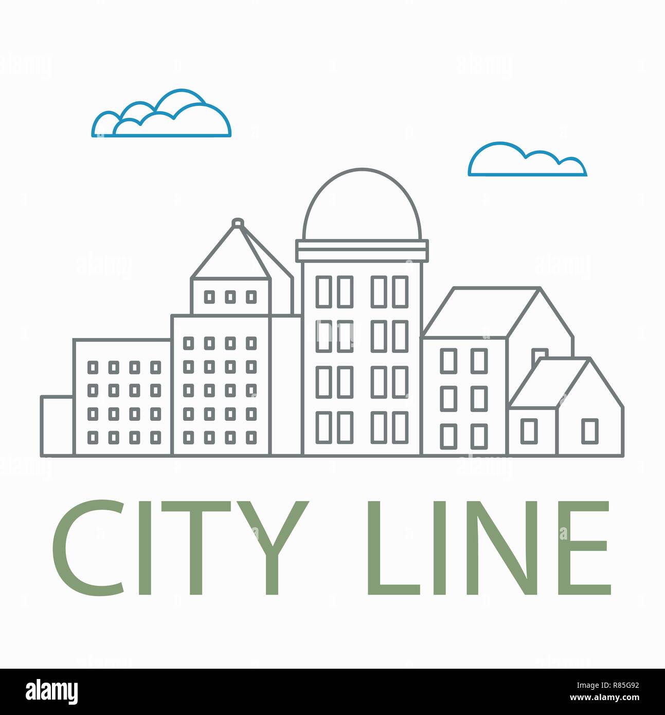 Line linear urban city landscape Stock Vector