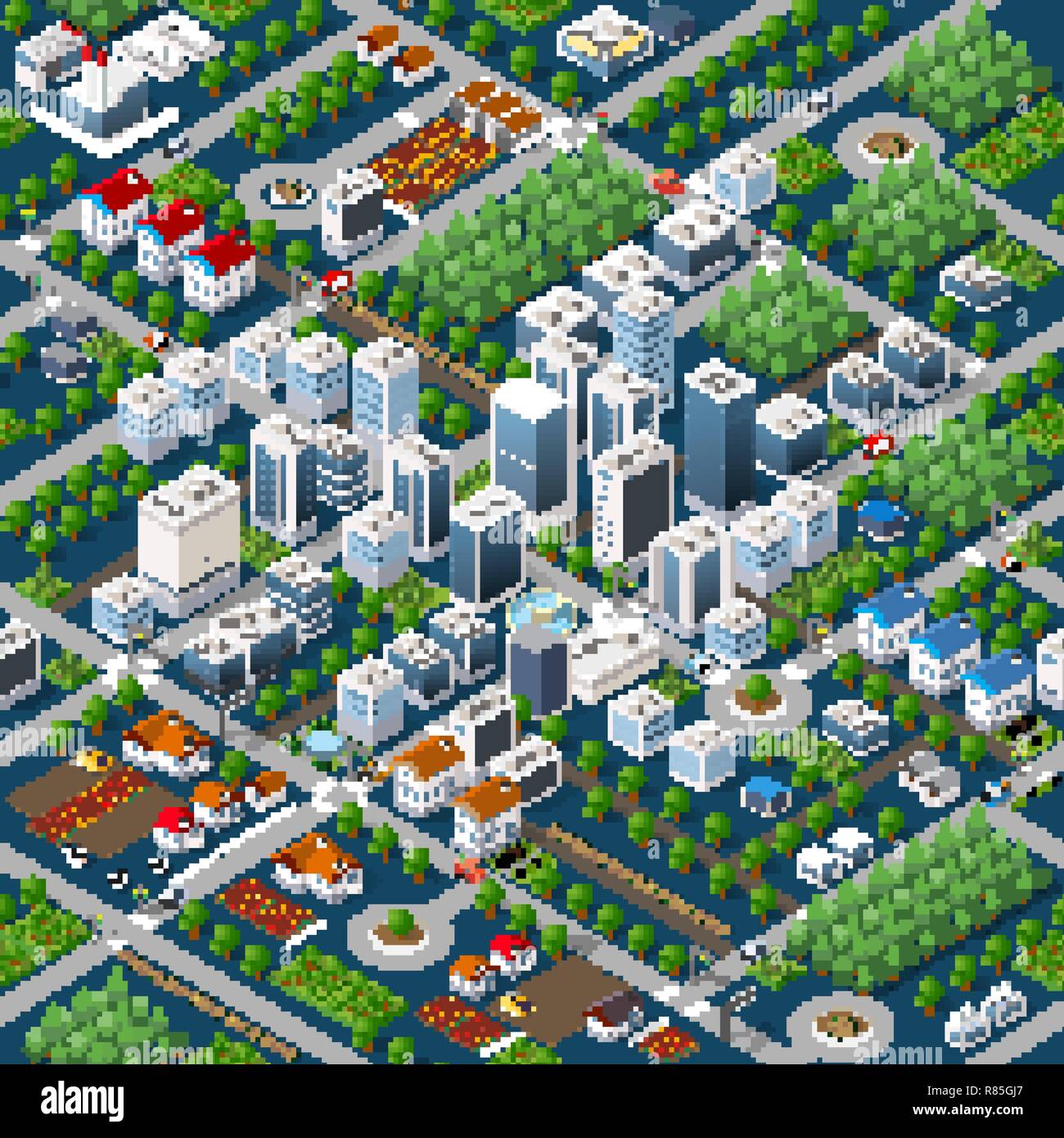 Isometric 3D megapolis city structure seamless pattern with streets ...