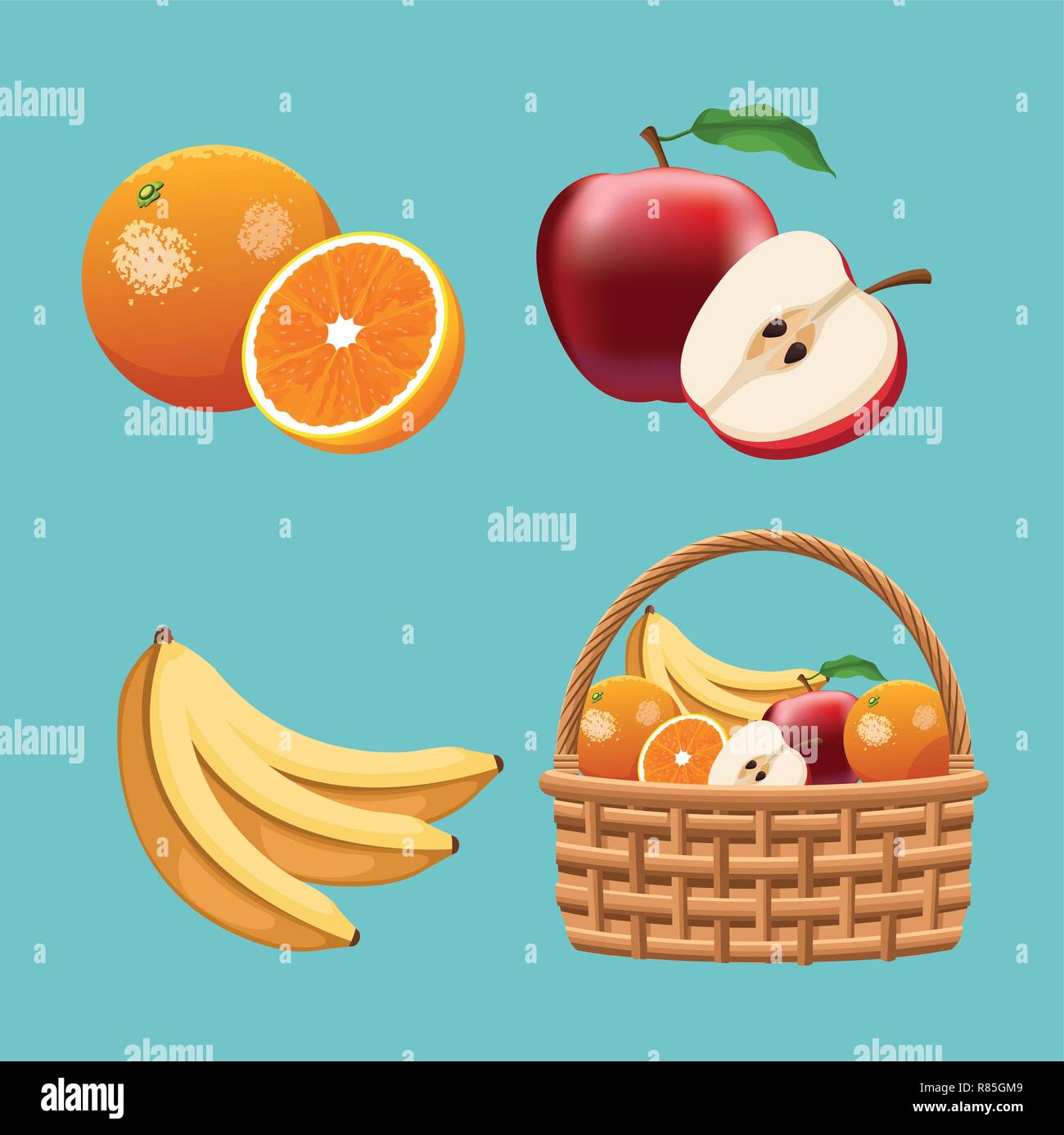 Fruits in basket Stock Vector Image & Art Alamy