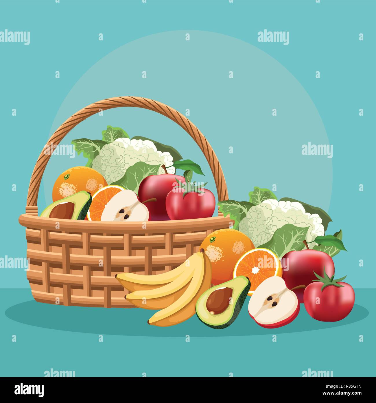 Fruits and vegetables in basket Stock Vector Image & Art Alamy