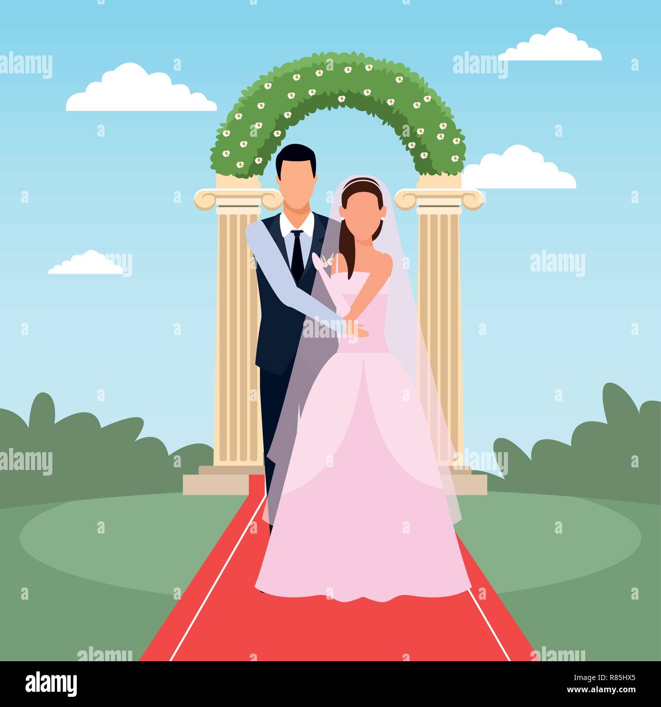 wedding couple cartoon Stock Vector Image & Art - Alamy