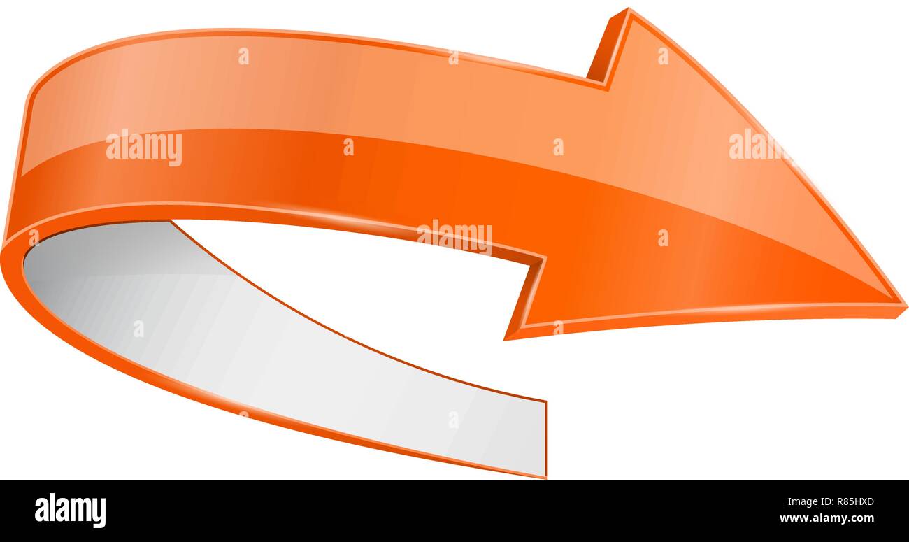 Orange 3d arrow with white reverse side Stock Vector