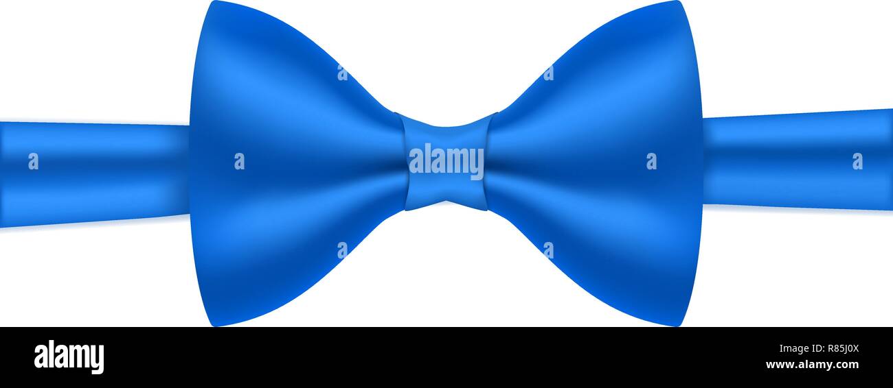 Blue ribbon bow wrapping. Bow tie Stock Vector