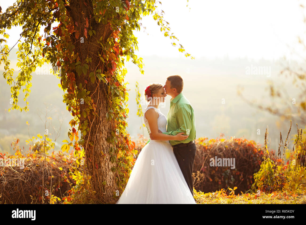 Young Happy wedding couple Stock Photo - Alamy