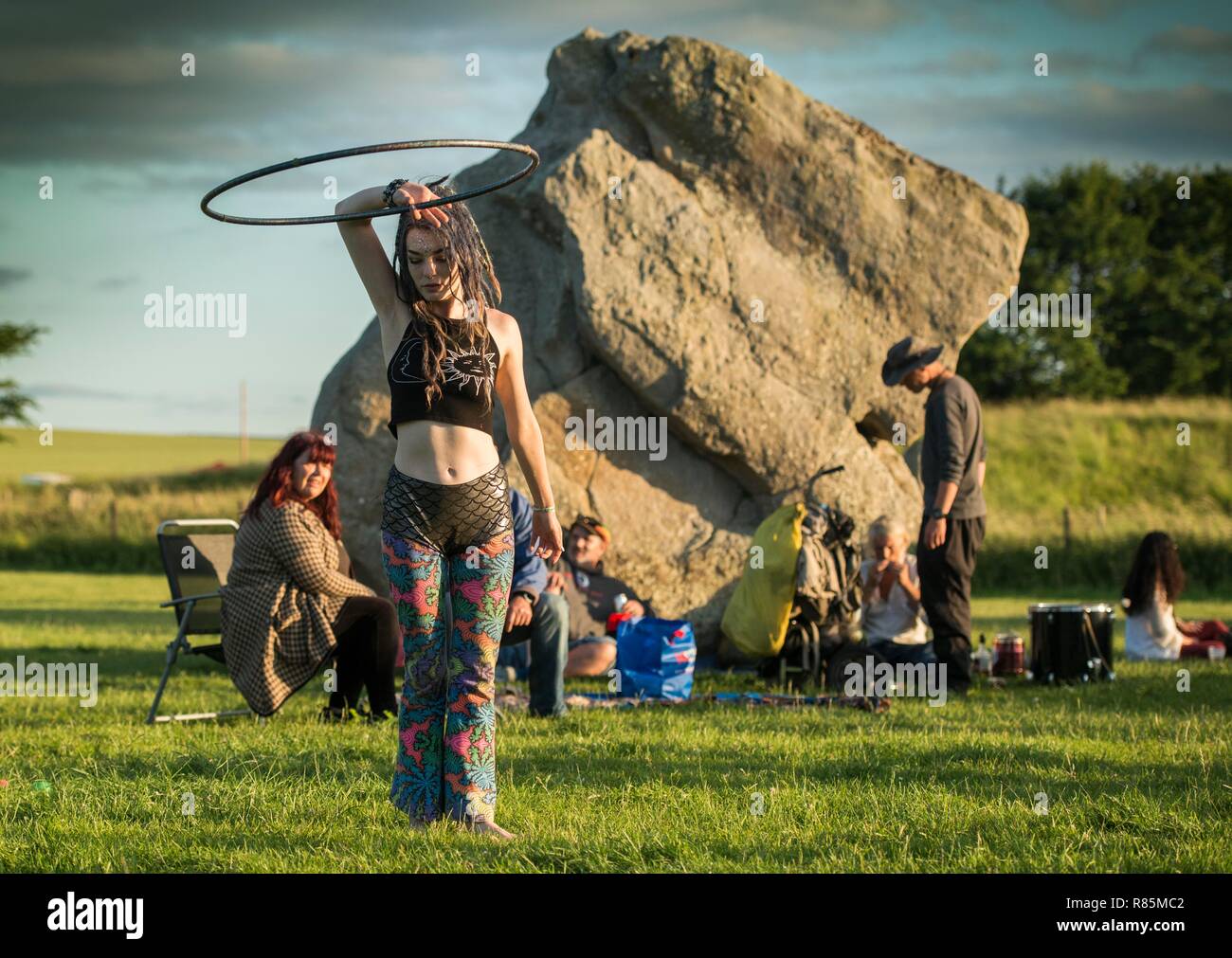 Summer Solstice at Avebury 2018 Stock Photo