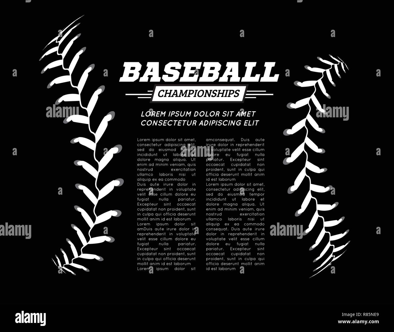 Baseball ball text frame on black background. Vector Stock Vector Image ...