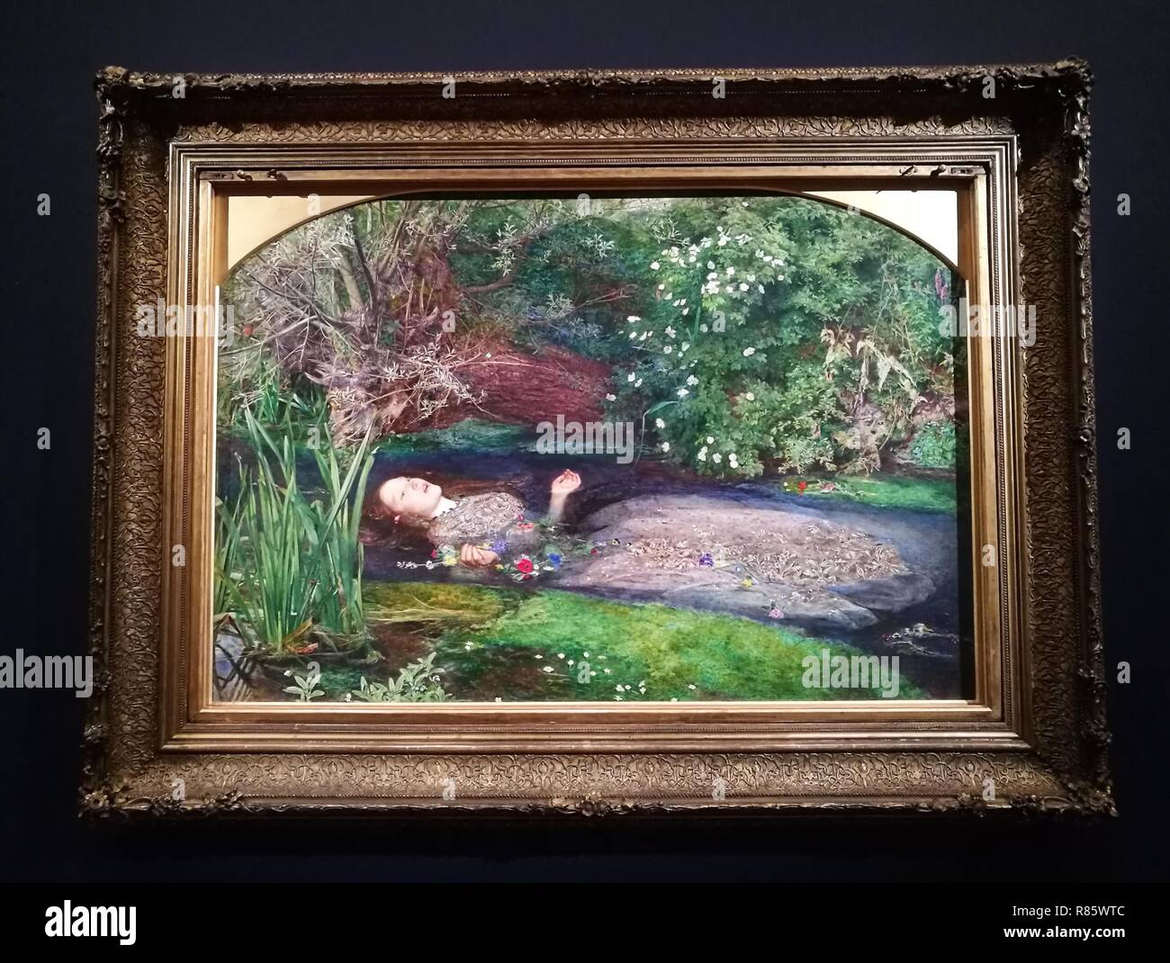 Canberra. 12th Dec, 2018. Photo taken on Dec. 12, 2018 shows Ophelia at the National Gallery of Australia (NGA) in Canberra, Australia. For the first time paintings The Lady of Shalott and Ophelia left Britain for Australia, as an exhibition named 'Love and Desire: Pre-Raphaelite Masterpieces from the Tate', will open to the public in the NGA on Friday. Credit: Pan Xiangyue/Xinhua/Alamy Live News Stock Photo