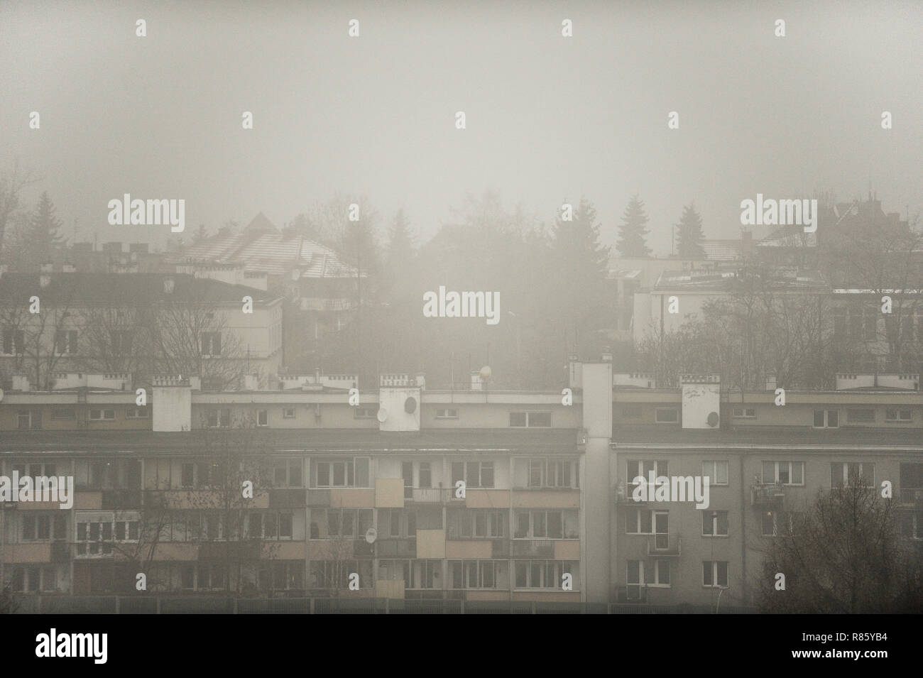 December 13 2018 Krakow Poland Smog Is Seen Above The Old Town Today Due To The High Levels Of Air Pollution Above Eu Norms The Air Quality Index Aqi Of Pm