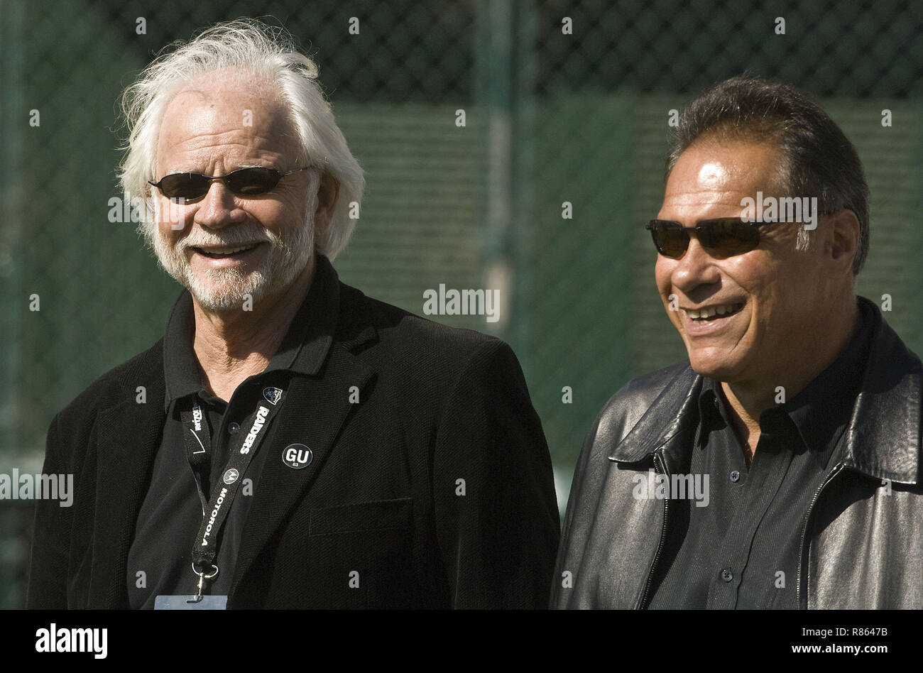 Oakland, California, USA. 19th Oct, 2008. Former Raider Quarterbacks Kenny ''the Snake'' Stabler (1970-1979) and Jim Plunkett (1978-1986) Pay tribute to friend and fellow Raider Gene Upshaw on Sunday, October 19, 2008, at Oakland-Alameda County Coliseum in Oakland, California. The Raiders defeated the Jets 16-13. Credit: Al Golub/ZUMA Wire/Alamy Live News Stock Photo