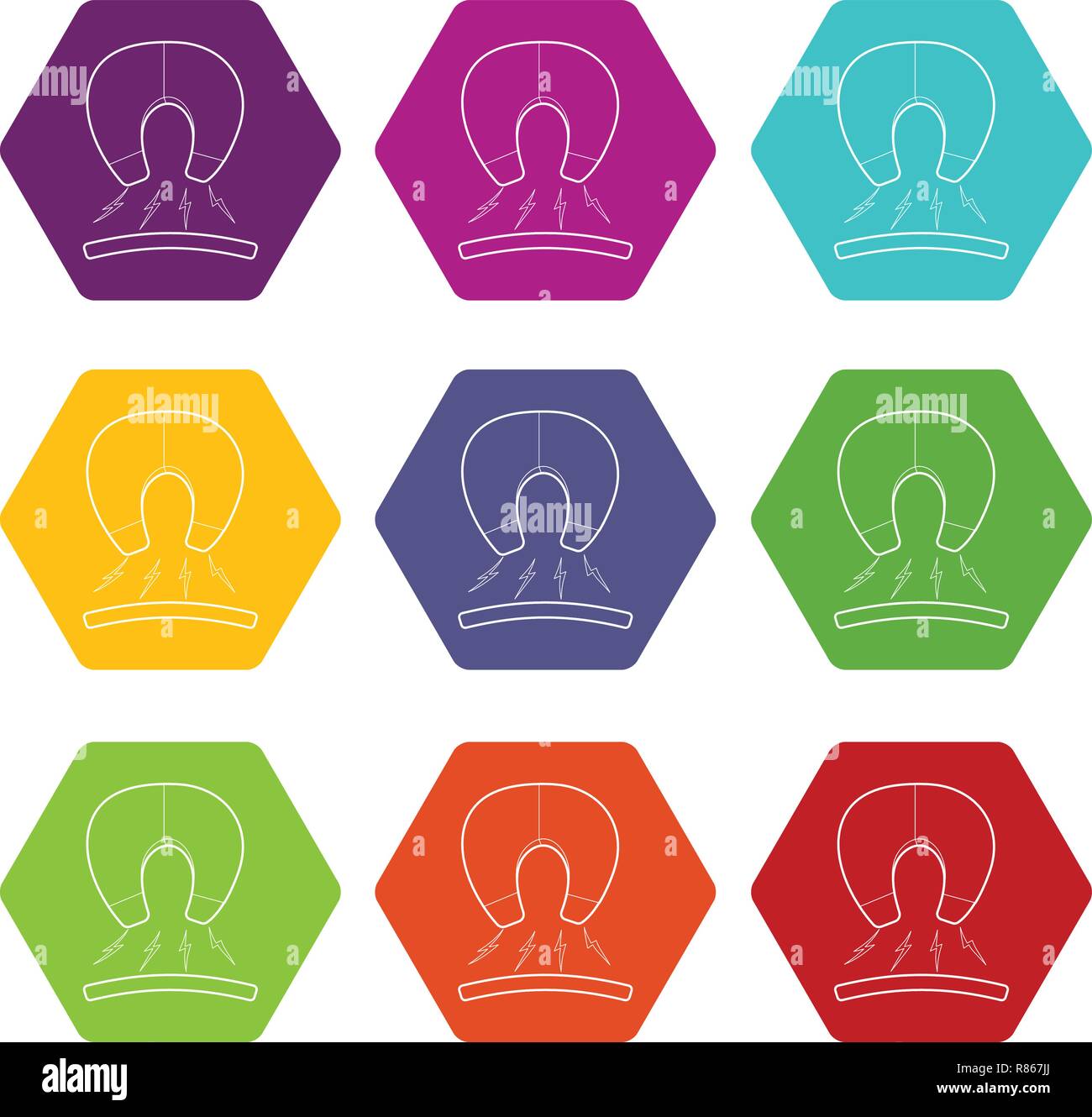 Magnet icons set 9 vector Stock Vector