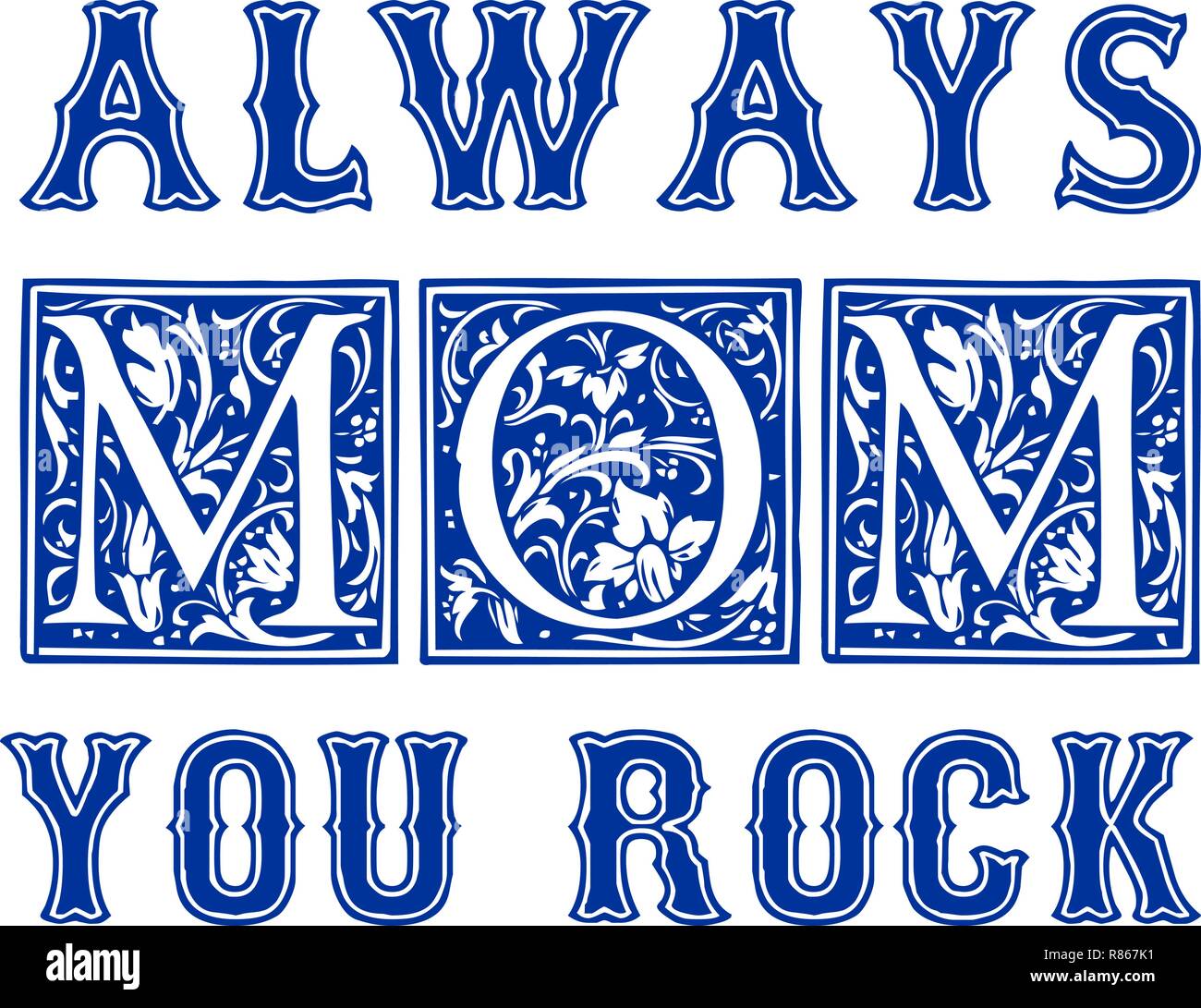 You Rock Mom Typographic design for gift cards, posters, labels, tags ...