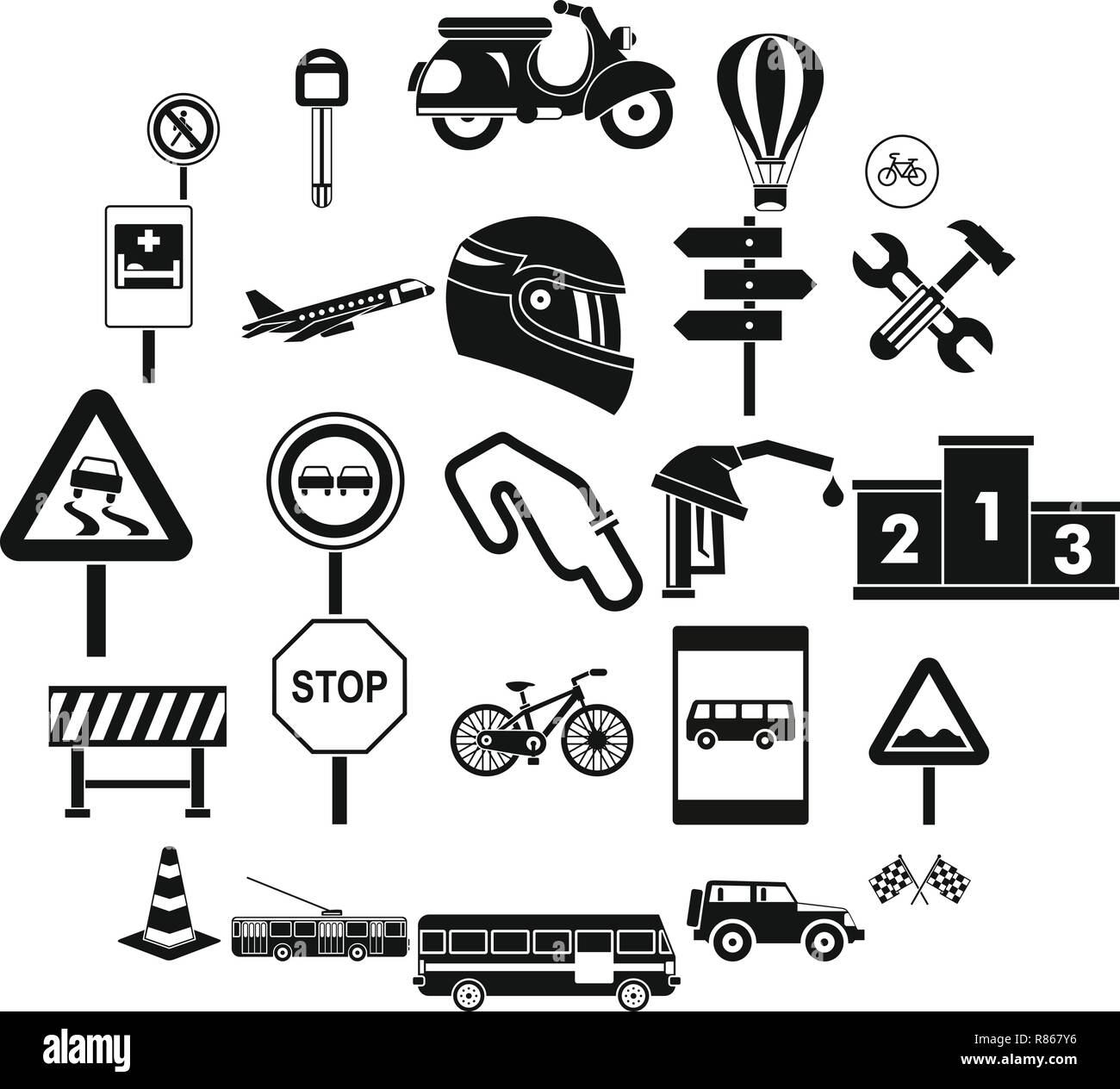 Traffic jam icons set, simple style Stock Vector Image & Art - Alamy