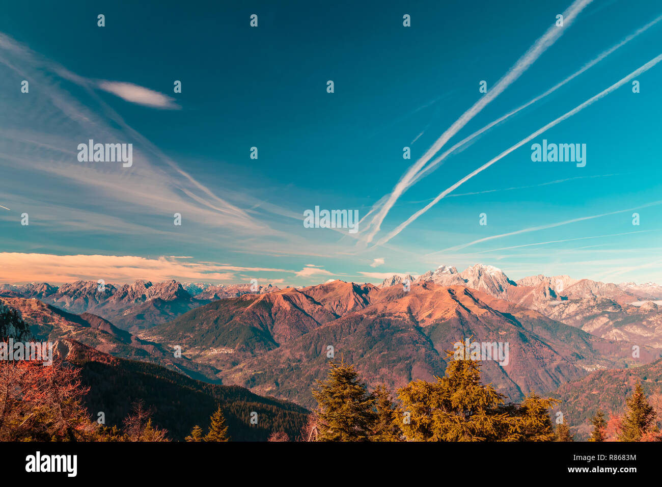 Sunny day in the carnic alps during a colorful autumn Stock Photo - Alamy