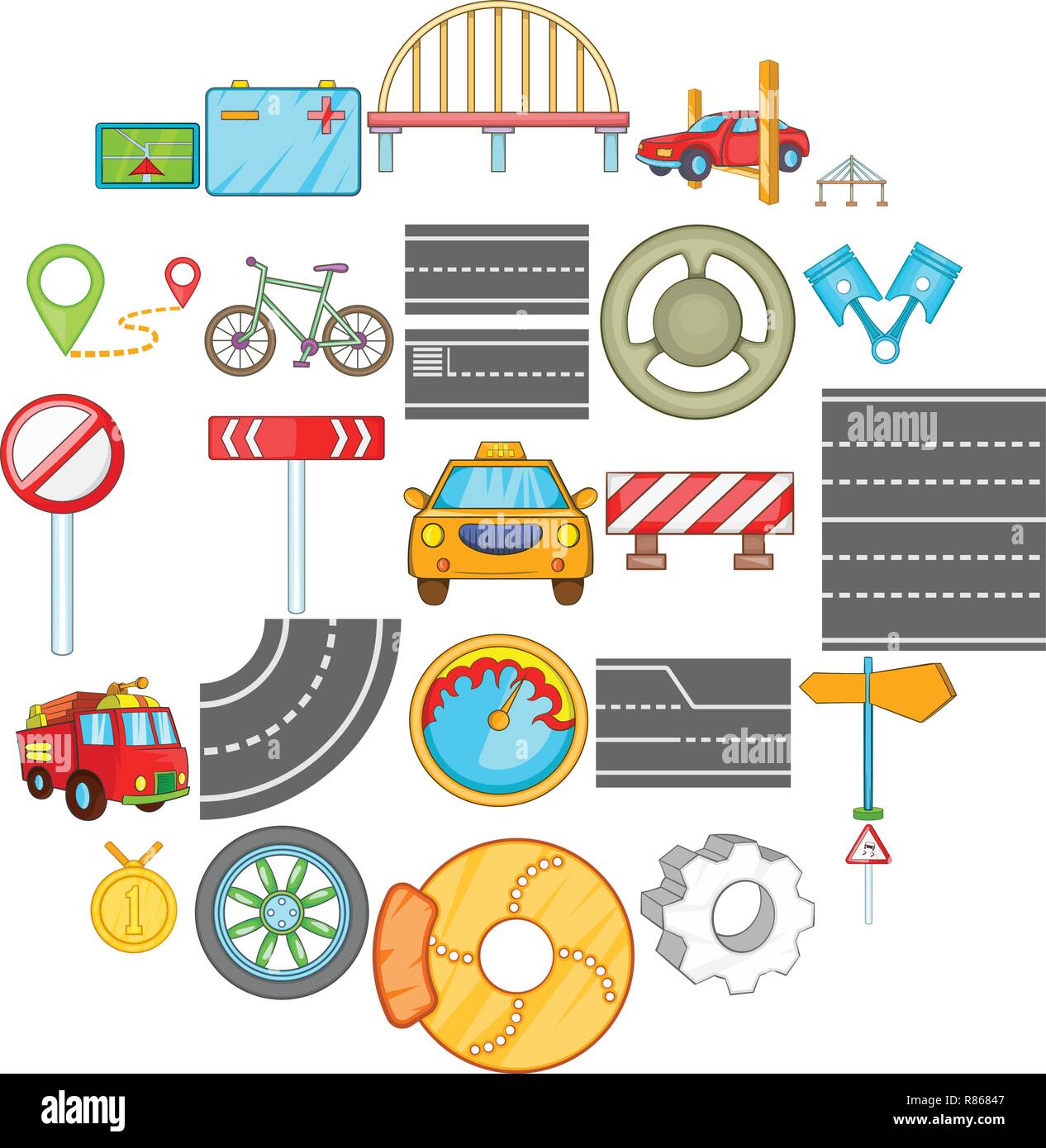 Excellent road icons set, isometric style Stock Vector