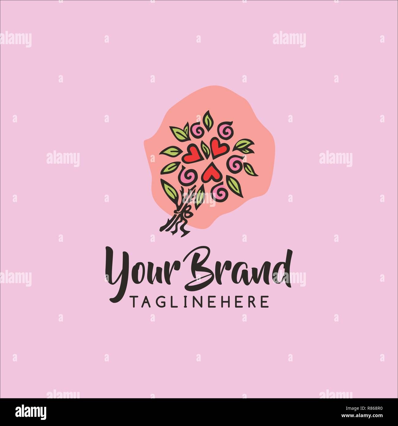 love flower hand draw logo concept template Stock Vector Image & Art ...