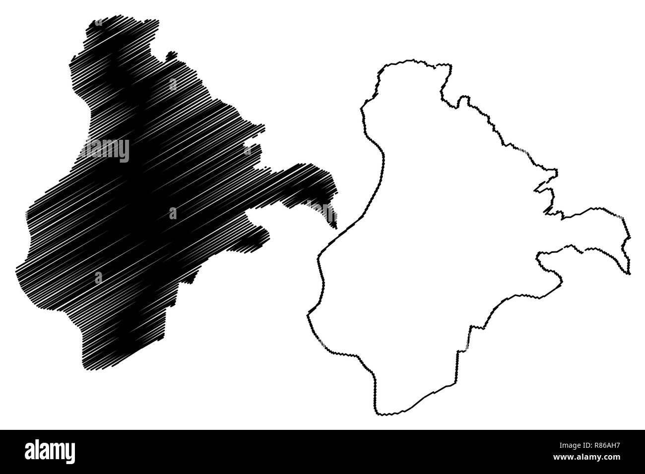 Ardahan (Provinces of the Republic of Turkey) map vector illustration, scribble sketch Ardahan ili map Stock Vector