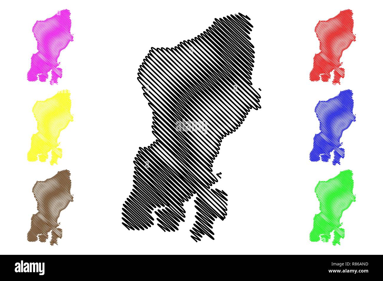 Muna Island (Subdivisions of Indonesia, Provinces of Indonesia) map vector illustration, scribble sketch Muna map Stock Vector